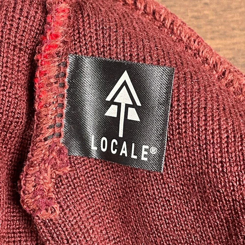 Locale Colorado Beanie 50% Merino Blend Buffalo Plaid Check Knit Cap Red Maroon